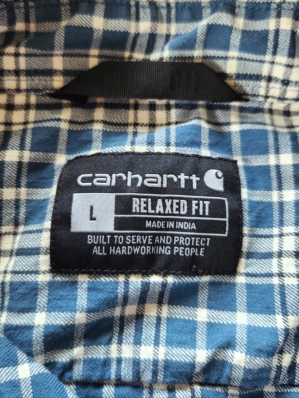 Carhartt "Rugged Flex Relaxed Fit Lightweight Short Sleeve Plaid Shirt" Blue L - Picture 7 of 11